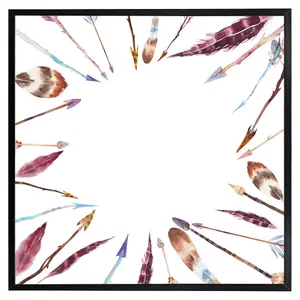 Watercolour boho chic with feathers and arrows (Picutre Frame) / 24x24" / White