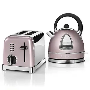 Cuisinart Style Vintage Rose Traditional Kettle & 2 Sl Toaster Breakfast Set