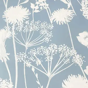 Catherine Lansfield Meadowsweet Floral Wallpaper Blue Muriva 165583