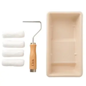 Lick Pro Eco Friendly Paint Roller & Tray Set Natural/Silver/White (305mm x 600mm x 400mm)