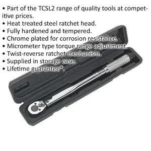 Premium Ratchet Torque Wrench - 3/8" Drive with Twist Reverse Mechanism