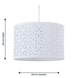 First Choice Lighting Set of 2 White Laser Cut 33cm Pendant Lightshades