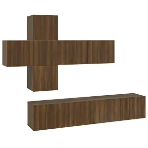 Berkfield 7 Piece TV Cabinet Set Brown Oak Engineered Wood