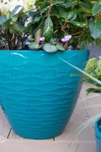 Large Windermere Plant Pot - Plastic - L38 x W38 x H33 cm - Teal