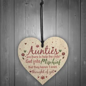 Red Ocean Funny Auntie Gift Best Friend Wooden Heart Shabby Chic Birthday Keepsake Niece Nephew Sign Plaque