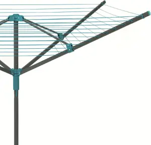 50m Rotary Airer Clothes Line with 4 Arms - Heavy Duty Outdoor Washing Line with Free Ground Spike