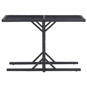 Berkfield Garden Table Black 110x53x72 cm Glass and Poly Rattan