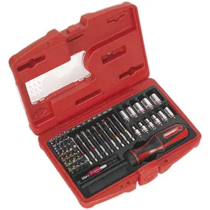 51 PACK Fine Tooth Ratchet Screwdriver Socket and Bit Set - Chromoly Steel