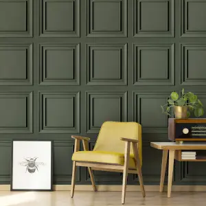 Superfresco Easy Khaki Wood effect Panel Smooth Wallpaper