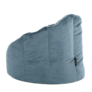 icon Sirena Scallop Chair Bean Bag Mineral Blue Velvet Bean Bags