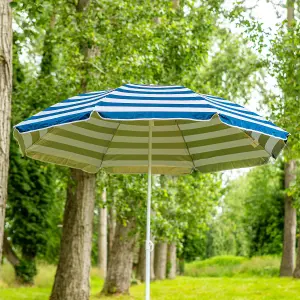 Harbour Housewares - Metal Beach Parasol - 1.74 x 1.93m - Blue Stripe