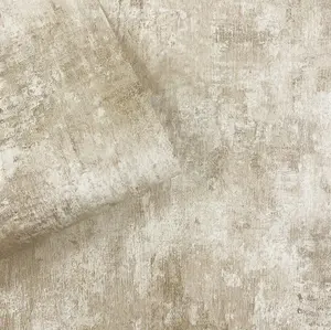 Plain Cream Distressed Stone Concrete Effect Cove Texture Feature Wallpaper