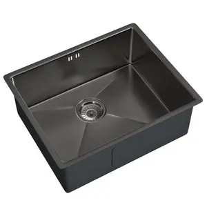 Liquida EL540GM 1.0 Bowl Gun Metal Grey Undermount Kitchen Sink With Waste