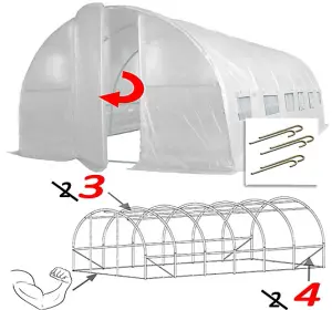 6m x 3m + Anchorage Stake Kit (20' x 10' approx) Pro+ White Poly Tunnel