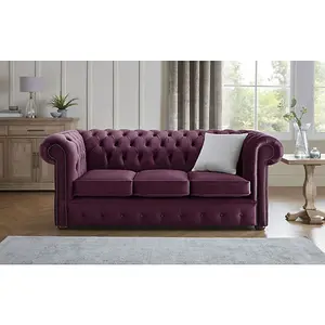 Chesterfield 3 Seater Fabric Malta Purple 01 Sofa