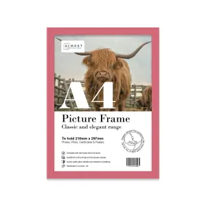 A4 Pink Picture Frame Fits A4 (21 x 29.7cm - 8.3 x 11.7in) Poster, Photo, Artwork, or Print.