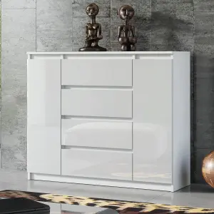 6-Drawer 2 Doors Chest of Drawers 120cm White - Creative Furniture