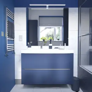 GoodHome Imandra Matt Blue Wall-mounted Bathroom Cabinet (H) 600mm (W) 1000mm