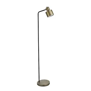 Luminosa Mayfield Task Floor Lamp Matt Antique Brass Plate, Matt Black