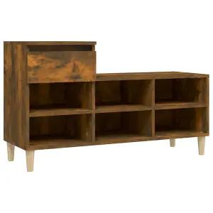 Berkfield Shoe Cabinet Smoked Oak 102x36x60 cm Engineered Wood