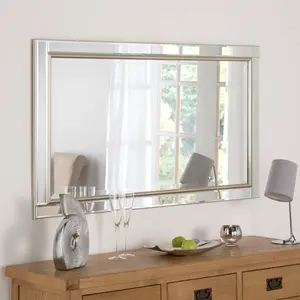 Abbate Rectangle Wall Mirror Silver / 116cm H x 90.5cm W