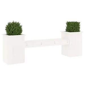 Berkfield Planter Bench White 184.5x39.5x56.5 cm Solid Wood Pine