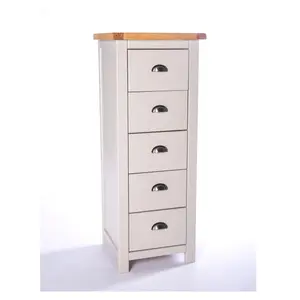 Argenta 5 Drawer Narrow Chest of Drawers Chrome Cup Handle