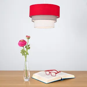 ValueLights Aztec 3 Tier Modern Red Fabric Ceiling Pendant Light Shade