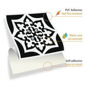 24 Pieces 15x15cm Calli Black and White Mediterranean Tile Stickers