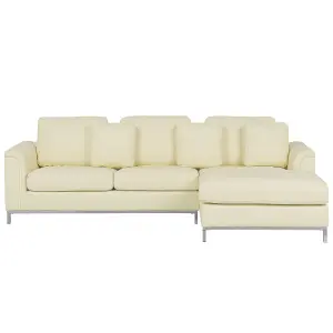 Left-Hand Corner Sofa OSLO Beige Leather Left Hand