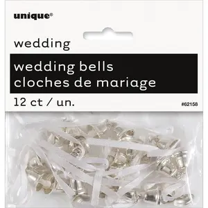 Unique Party Wedding Bells Plastic Charm Silver/White (One Size)