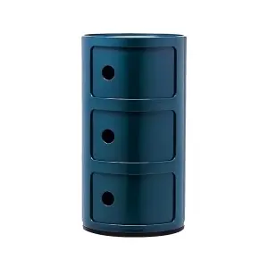 Blue Cylindrical Multi Tiered Plastic Bedside Storage Drawers Unit Drawer Bedside Chest 58cm H