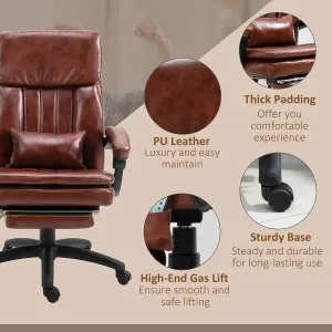 Vinsetto PU Leather Massage Office Chair w/ Adjustable Height Footrest Brown