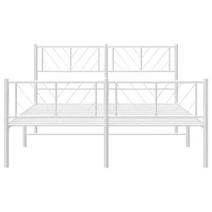 Berkfield Metal Bed Frame with Headboard and Footboard White 140x190 cm