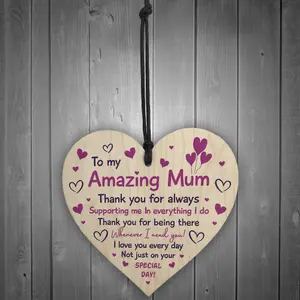 Mothers Day Hanging Gift For Mum Wood Heart Birthday Gift For Mum From Daughter Son