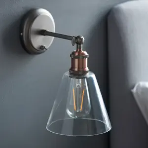 Haven Aged Pewter and Aged Copper Industrial 1 Light Wall Light