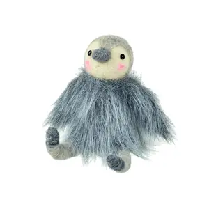 Penguin with Fur Body Hanging Figurine Ornament (Set of 2)