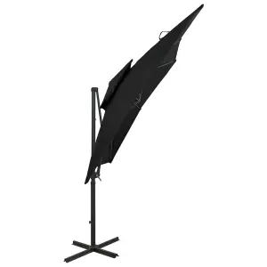 Berkfield Cantilever Umbrella with Double Top 250x250 cm Black