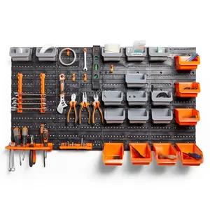 VonHaus Workshop Storage, 44 Pcs Wall Mount Storage Organiser Bin, Storage Organiser with Tool Holder & Hook Set