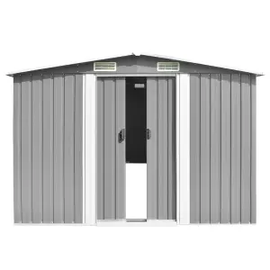 vidaXL Garden Shed 257x580x181 cm Metal Grey