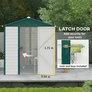 Outsunny 9FT x 6FT Galvanized Metal Garden Shed, Outdoor Storage Shed with Sloped Roof, Lockable Door, Tool Storage Shed