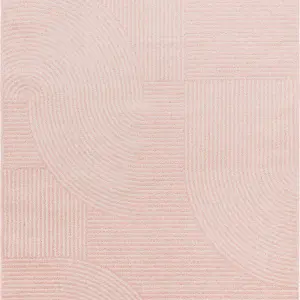 Pink Geometric Easy to Clean Abstarct Rug For DiningRoom-120cm X 170cm