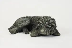 Sleeping Terrier Small Garden Ornament