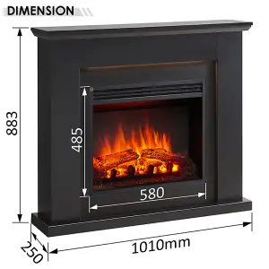 FLAMME Mardella Fireplace with 40" surround with 2kW Fireplace Heater Black Multiple Colours Available