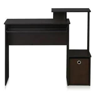 Furinno Econ Multipurpose Home Office Computer Writing Desk w/Bin, Dark Walnut