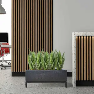 Set of 2 IDEALIST™ 61cm Trough, Black Slate Effect Indoor Rectangular Planter on Detachable Metal Stand H26 L61 W17 cm