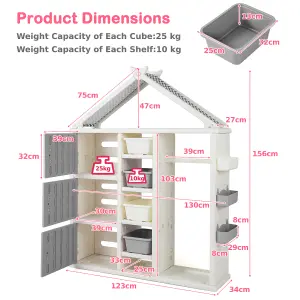 COSTWAY Kids Costume Storage Closet Children Dress Up Rack Clothing Wardrobe