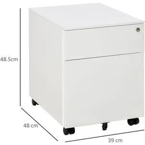 Billups 39cm Wide 2 -Drawer Mobile Steel File Cabinet White