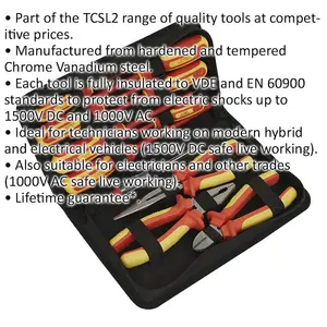 11pc Electricians Tool Kit - VDE Insulated Safety Tool Set - Screwdrivers Pliers