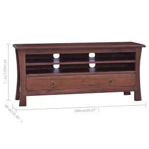 Berkfield TV Cabinet Classical Brown 100x30x45 cm Solid Mahogany Wood